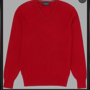 Daniel Cremieux Luxury 100% Cashmere V Neck Pullover Red Sweater